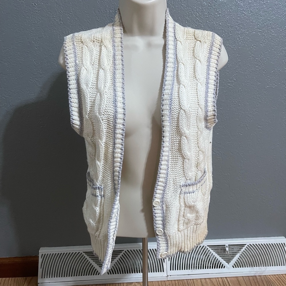 Vintage 80s Cardigan Sweater Vest Medium